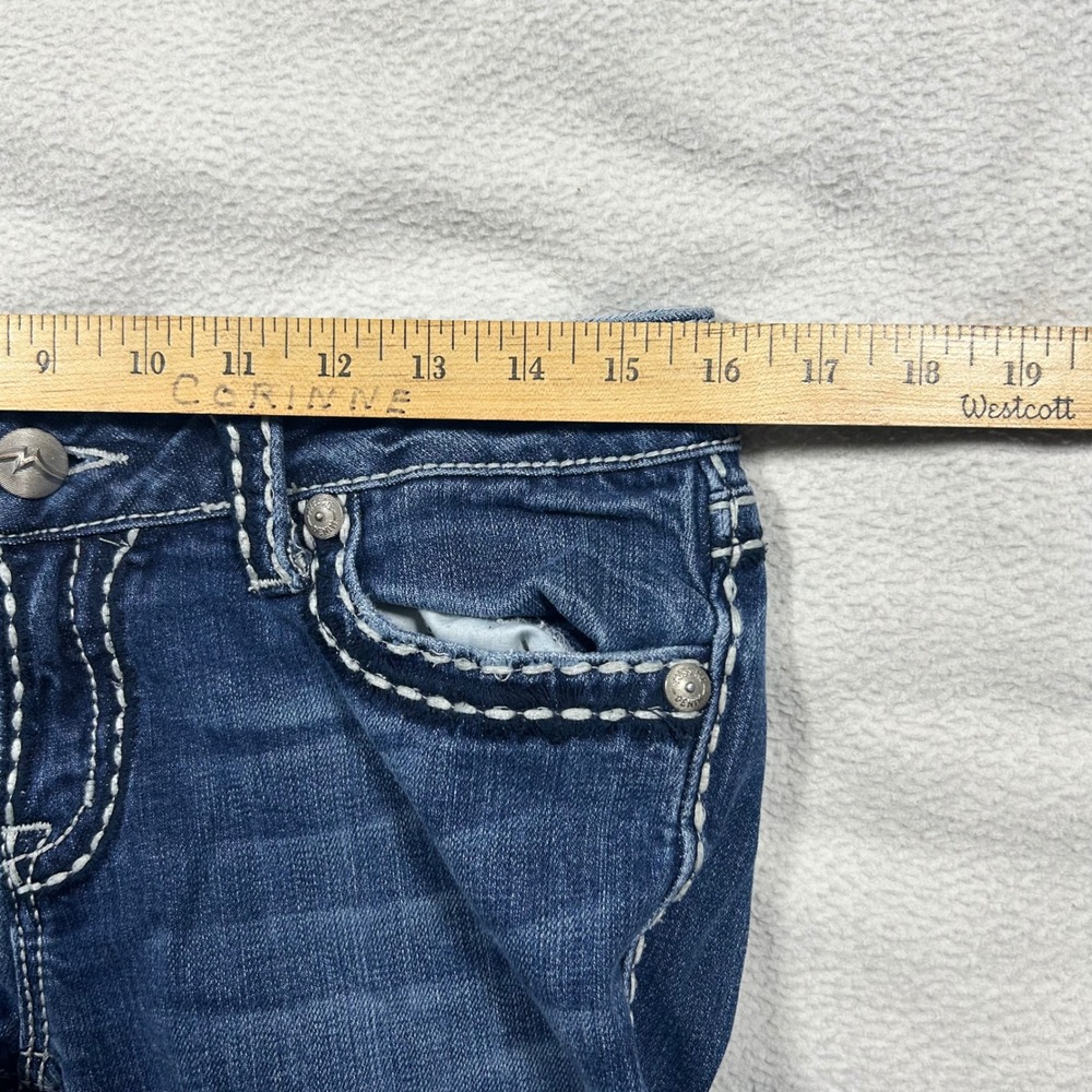 Miss Me Irene Bootcut Jeans Women 31 Blue Low Rise Y2K Whisker Contrast Stitch - Picture 8 of 11